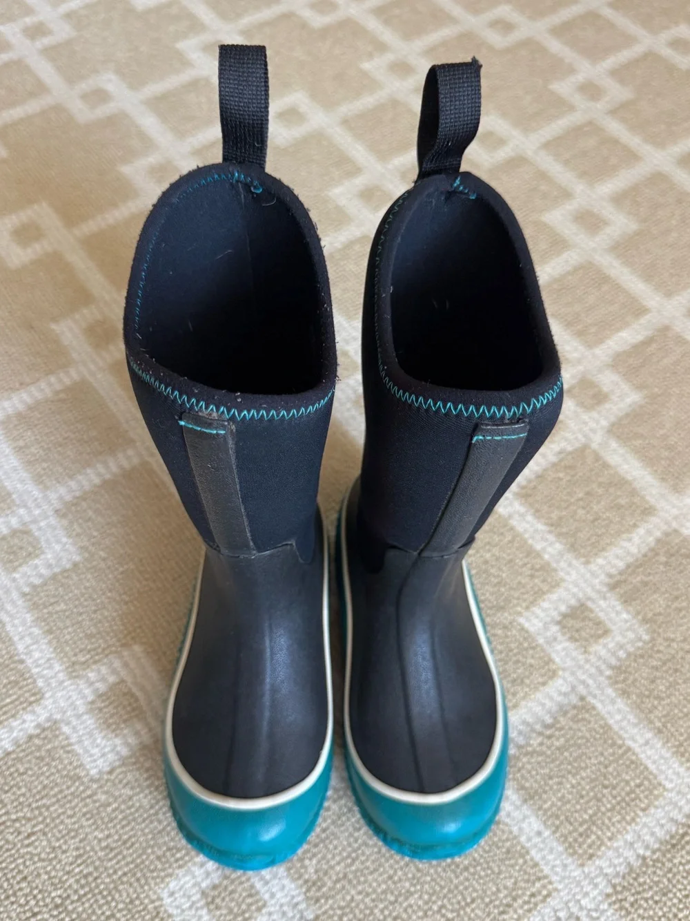 Muck Boot Company Kids Hale Rubber Rain Boots Waterproof Black Teal US 12